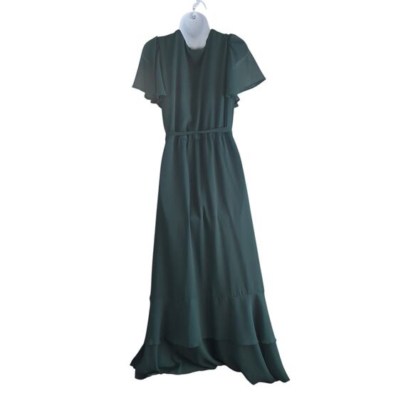 SIMPLEE Green Faux Wrap Full Length Dress Sz Lg - Picture 3 of 9